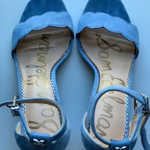Sam Edelman Yaro Blue Suede Block Heels S 6 1/2
